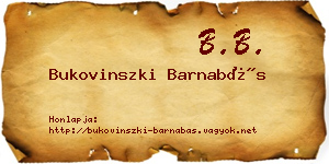 Bukovinszki Barnabás névjegykártya