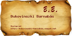 Bukovinszki Barnabás névjegykártya